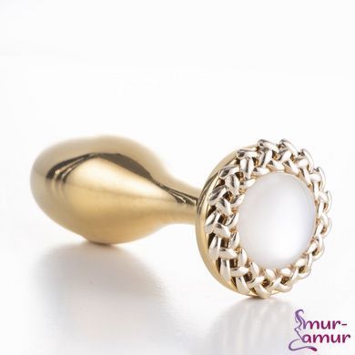 Металлическая анальная пробка LOCKINK SEVANDA Pearl Rose-shape Anal Plug, с искусственной жемчужиной