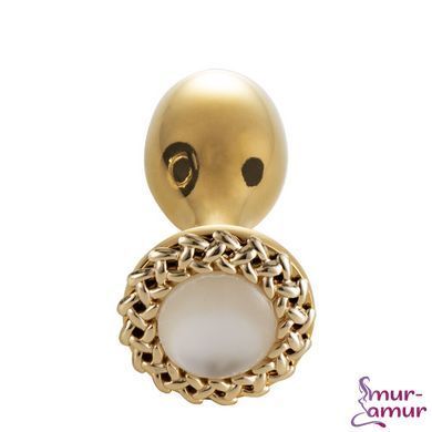 Металлическая анальная пробка LOCKINK SEVANDA Pearl Rose-shape Anal Plug, с искусственной жемчужиной