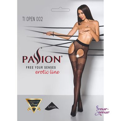 Еротичні колготки TIOPEN 002 nero 1/2 (20 den) - Passion, імітація панчох і пояса фото і опис
