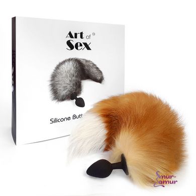 Силиконовая анальная пробка с хвостом из натурального меха Art of Sex size M Foxy fox фото и описание