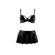 Комплект белья под латекс DEBY SET black L/XL - Passion: лиф, мини-юбочка, стринги фото