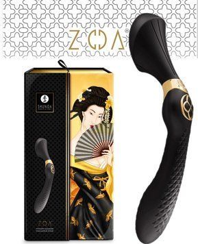 Вібромасажер Shunga Zoa Black, двосторонній
