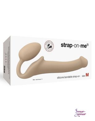 Безремневой страпон Strap-On-Me Flesh M, полностью регулируемый, диаметр 3,3см фото і опис