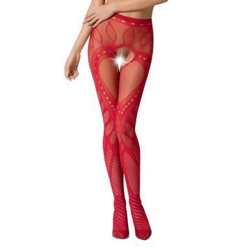 Эротические колготки-бодистокинг Passion S007 red, красивые ажурные колготки с вырезом фото и описание