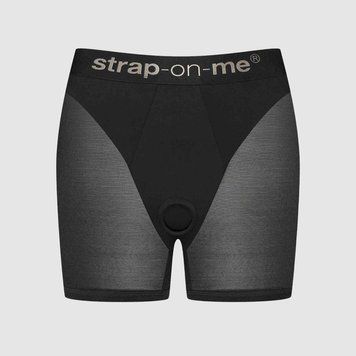 Шорты с фиксацией дилдо Strap-On-Me Harness Lingerie Halo - M - Black фото и описание