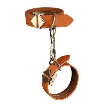 Фиксаторы для рук и ног LOCKINK Wristcuffs/Anklecuffs, коричневые, натуральная кожа фото и описание