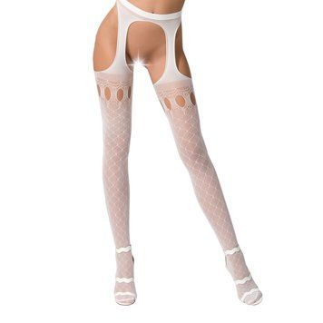 Эротические чулки-стокинги Passion S024 One Size, White, имитация чулков и пояса с гартерами фото и описание