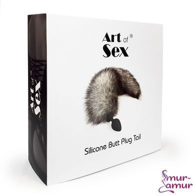 Силиконовая анальная пробка с хвостом из натурального меха Art of Sex size M Artctic fox