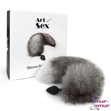 Силиконовая анальная пробка с хвостом из натурального меха Art of Sex size M Artctic fox