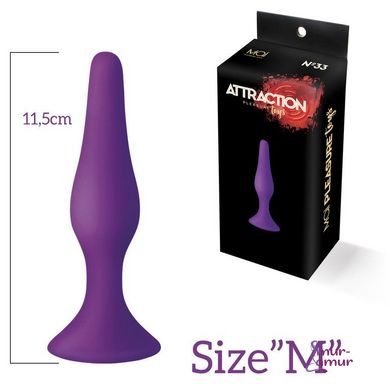 Анальная пробка на присоске MAI Attraction Toys №33 Purple, длина 11,5cм, диаметр 3см фото и описание