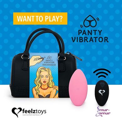 Вібратор в трусики FeelzToys Panty Vibrator Pink з пультом дистанційного керування, 6 режимів роботи фото і опис