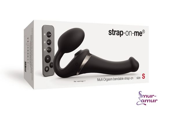 Безремневой вибрострапон с вакуумной стимуляцией Strap-On-Me MULTI ORGASM Black S (мятая упаковка) фото и описание