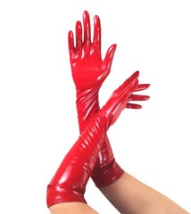 Глянсові вінілові рукавички Art of Sex - Lora, розмір M, колір Червоний фото і опис