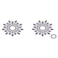 Пэстис из кристаллов Petits Joujoux Gloria set of 2 - Black/Purple, украшение на грудь фото и описание