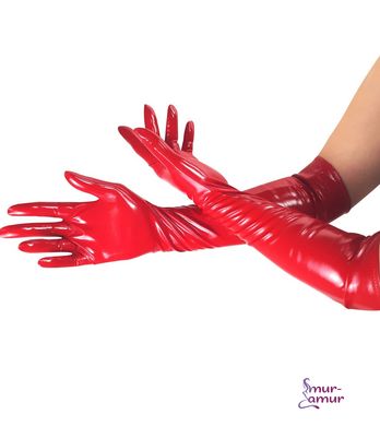Глянсові вінілові рукавички Art of Sex - Lora, розмір M, колір Червоний фото і опис