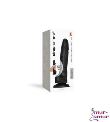 Реалистичный фаллоимитатор Strap-On-Me Sliding Skin Realistic Dildo Black M, эффект подвижной кожи