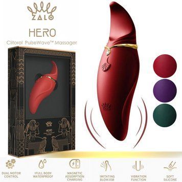 Вібратор 2в1 з язичком Zalo &mdash; Hero Wine Red, кристал Swarovski
