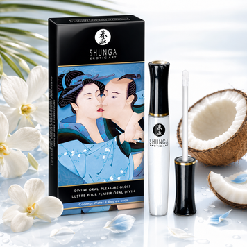 Стимулирующий блеск для губ Shunga LIPGLOSS - Coconut Water (10 мл), эффект покалывания, холод-тепло