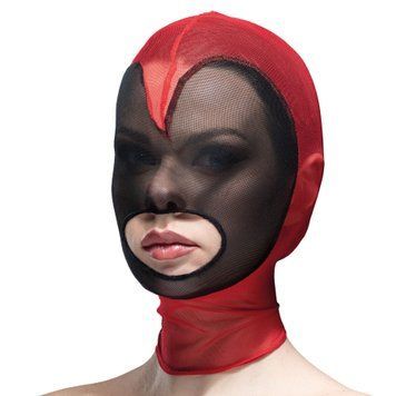 Маска серце сітка з відкритим ротом Feral Feelings - Hearts Mask Red/Black фото і опис
