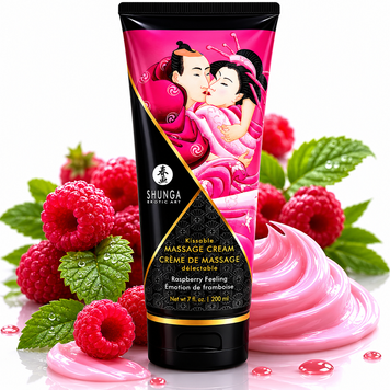 Съедобный массажный крем Shunga Kissable Massage Cream &ndash; Raspberry Feeling (200 мл)