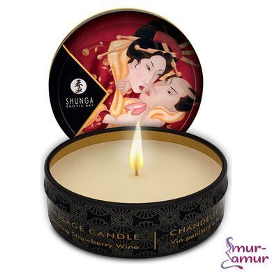 Масажна свічка Shunga Mini Massage Candle &ndash; Sparkling Strawberry Wine (30 мл) з афродизіаками фото і опис