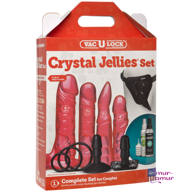 Набор для страпона Doc Johnson Vac-U-Lock Crystal Jellies Set, диаметр 3,8см, 2х4,5см, 5,1см фото и описание