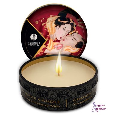 Масажна свічка Shunga Mini Massage Candle - Sparkling Strawberry Wine (30 мл) фото і опис