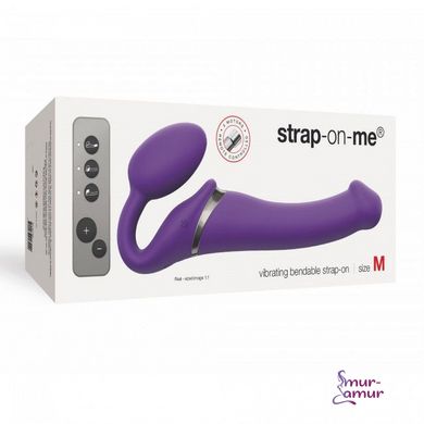 Безремневой страпон с вибрацией Strap-On-Me Vibrating Violet M фото и описание