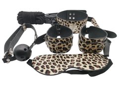Набір MAI BDSM STARTER KIT Nº 75 Leopard: батіг, кляп, наручники, маска, нашийник, мотузка, затис фото і опис