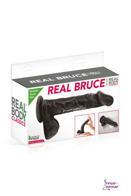 Фаллоимитатор на присоске Real Body - Real Bruce Black, TPE, диаметр 4,2см фото и описание