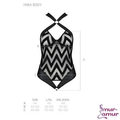 Сетчатый боди с халтером и ритмичным рисунком Passion Hima Body L/XL, black фото и описание