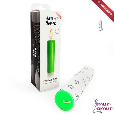 Зеленая свеча восковая Art of Sex size M 15 см низкотемпературная, люминесцентная фото и описание