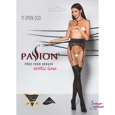 Еротичні колготки TIOPEN 003 nero 1/2 (20/40 den) - Passion, імітація панчох і пояса фото і опис