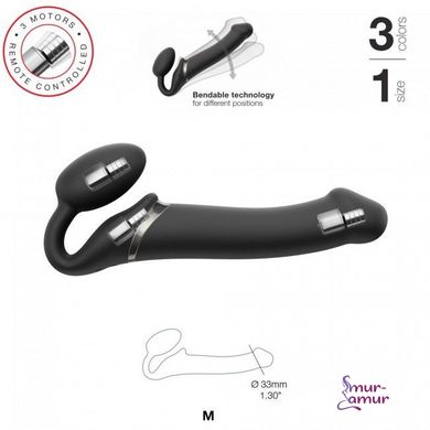 Безремневой страпон с вибрацией Strap-On-Me Vibrating Black M фото и описание