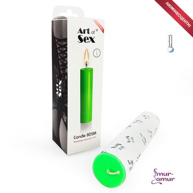 Зелена воскова свічка Art of Sex size M 15 см низькотемпературна, люмінесцентна фото і опис