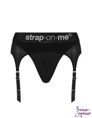 Трусы для страпона с подвязками для чулок Strap-On-Me REBEL HARNESS - XL фото и описание