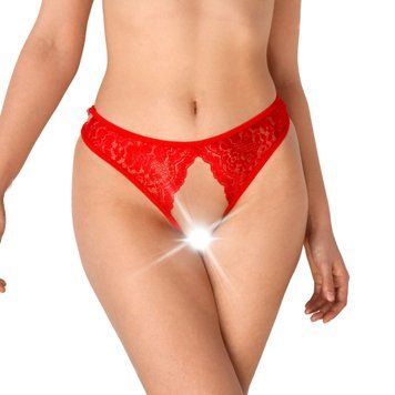Кружевные трусики с открытым доступом Art of Sex - Mia, размер L-2XL, Красный фото и описание