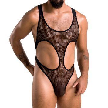 Чоловіче сітчасте боді Passion 040 LEON XXL/XXXL Black, сітка, резинки фото і опис