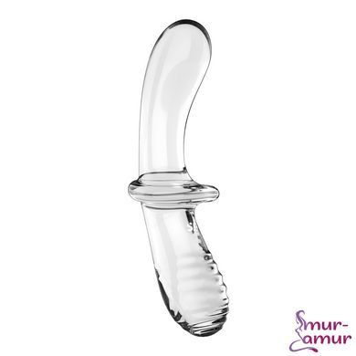 Двусторонний стеклянный дилдо Satisfyer Double Crystal Transparent, боросиликатное стекло, унисекс фото и описание