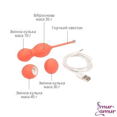 Смарт вагинальные шарики с вибрацией We-Vibe Bloom, диаметр 3,3 см, масса 45, 65, 80 г фото и описание
