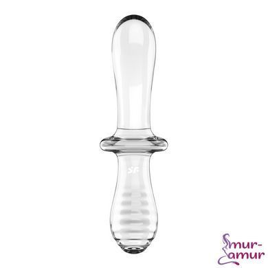 Двусторонний стеклянный дилдо Satisfyer Double Crystal Transparent, боросиликатное стекло, унисекс фото и описание
