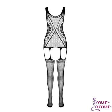 Бодистокинг Passion ECO BS007 white, с доступом, силуэтный рисунок, имитация подвязок фото и описание