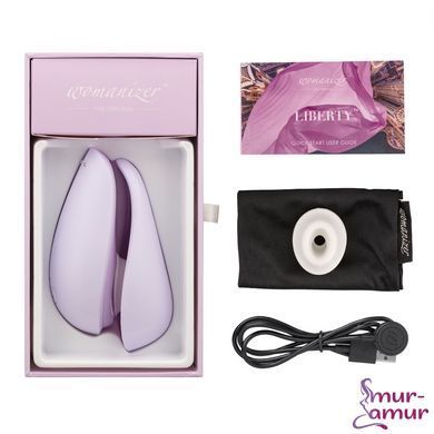 Вакуумний кліторальний стимулятор Womanizer Liberty Lilac, магнітна кришка, 2 насадки фото і опис