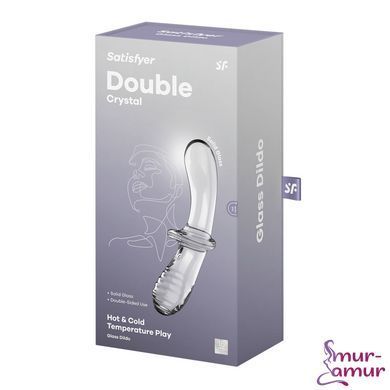 Двусторонний стеклянный дилдо Satisfyer Double Crystal Transparent, боросиликатное стекло, унисекс фото и описание