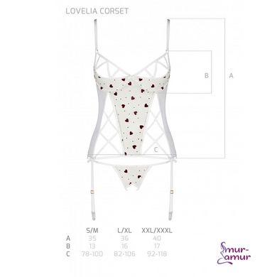 Корсет з підв'язками + стрінги LOVELIA CORSET white L/XL - Passion фото і опис