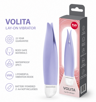 Вибратор с лепестками Fun Factory VOLITA purple, компактный, очень тихий, на батарейках