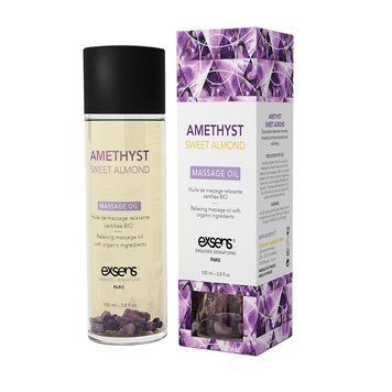 Масажна олія EXSENS Amethyst Sweet Almond (розслаблювальна, з аметистом) 100мл, натуральна фото і опис