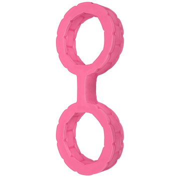 Наручники из силикона Doc Johnson The Cuffs Large - Pink, хорошо тянутся, для рук и для ног фото и описание