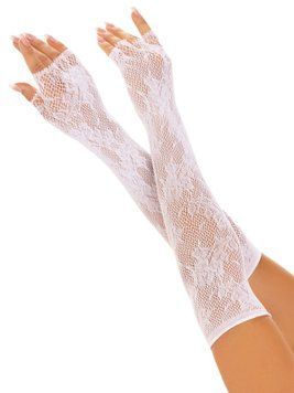 Митенки Leg Avenue Lace Opera Length Fingerless Gloves, белые, ажурные, длина выше локтя фото и описание