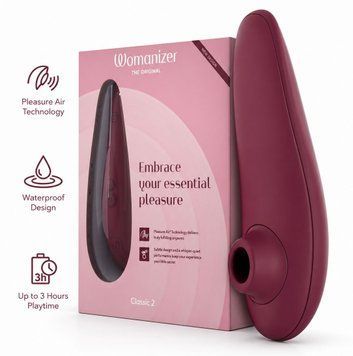 Вакуумный клиторальный стимулятор Womanizer Classic 2 - Bordeaux, 10 режимов, функция Afterglow фото и описание